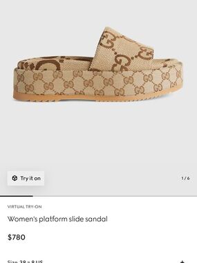 Gucci Beige GG Canvas Platform Slide